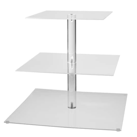 11&#x22; Clear Square 3-Tier Acrylic Treat Stand by Celebrate It&#x2122;